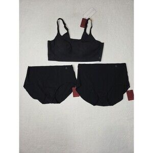 Tommy John No Show Scoop Bralette Set Womens 2XL Black Wireless Panties 2 Pack